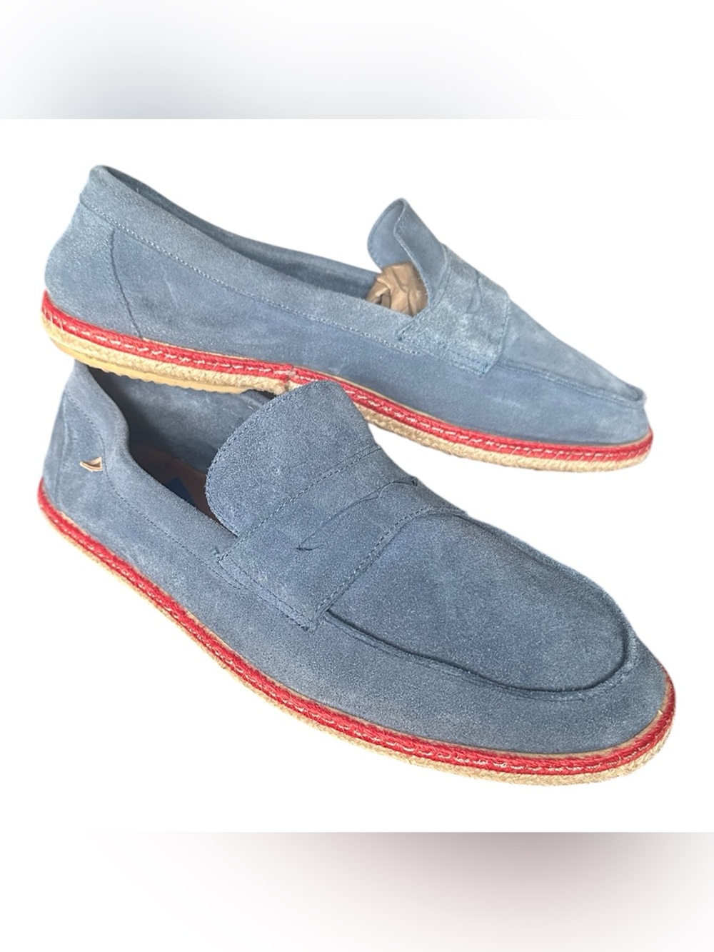 Verbena Men's Blue Suede Penny Loafer Espadrille Euro Summer Shoes EU 43 US 10